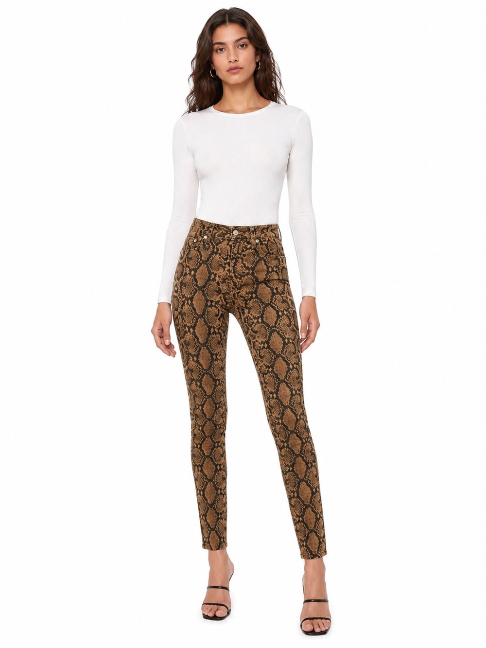 ZARA Skinny High Waist Snakeskin Animal Print Denim Jeans